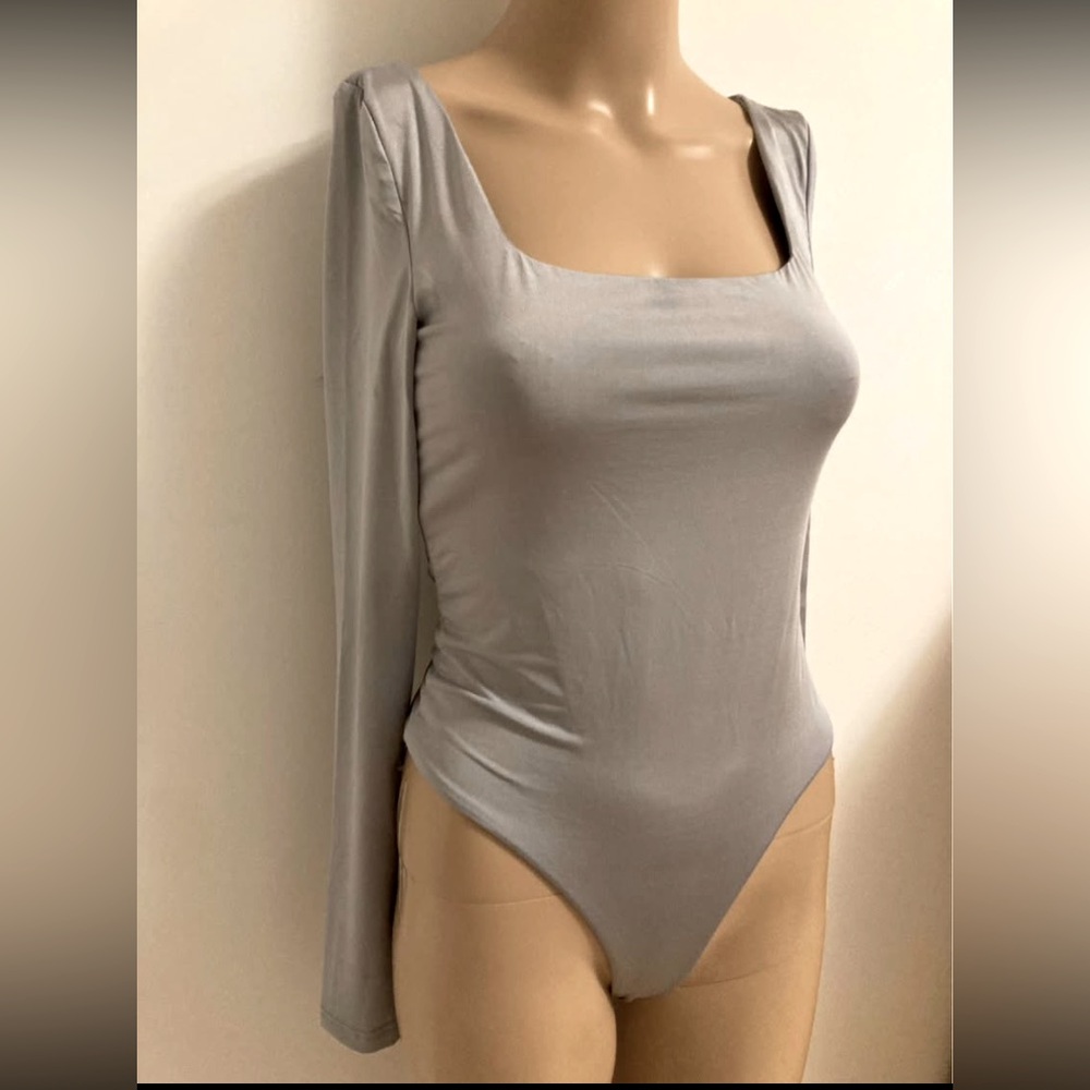 SHEIN metallic silver bodysuit